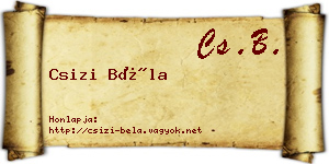 Csizi Béla névjegykártya